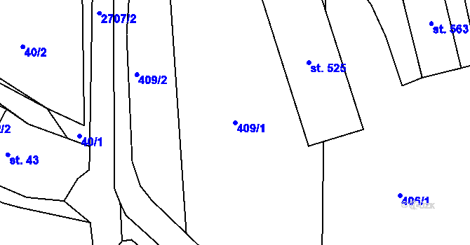 Parcela st. 409/1 v KÚ Loučky u Turnova, Katastrální mapa