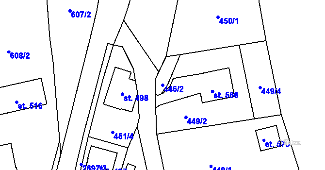 Parcela st. 446/2 v KÚ Loučky u Turnova, Katastrální mapa