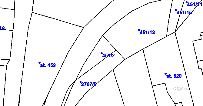 Parcela st. 451/2 v KÚ Loučky u Turnova, Katastrální mapa