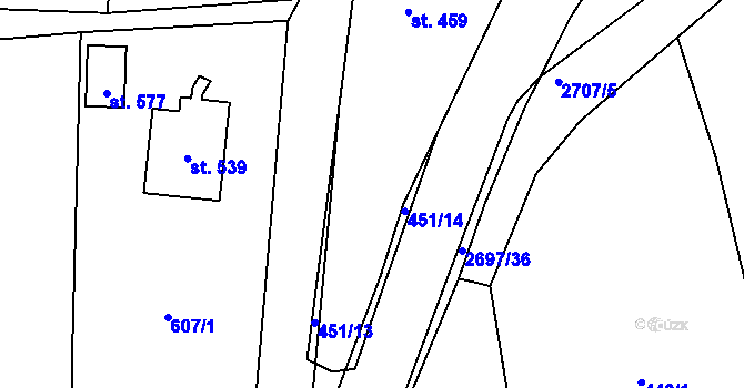 Parcela st. 451/8 v KÚ Loučky u Turnova, Katastrální mapa