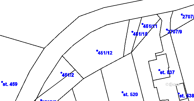 Parcela st. 451/12 v KÚ Loučky u Turnova, Katastrální mapa