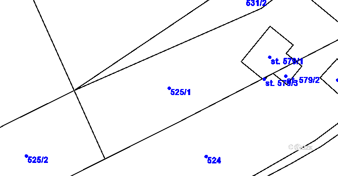 Parcela st. 525/1 v KÚ Loučky u Turnova, Katastrální mapa