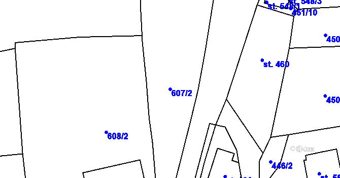Parcela st. 607/2 v KÚ Loučky u Turnova, Katastrální mapa