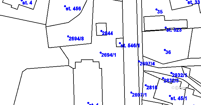 Parcela st. 2694/1 v KÚ Loučky u Turnova, Katastrální mapa