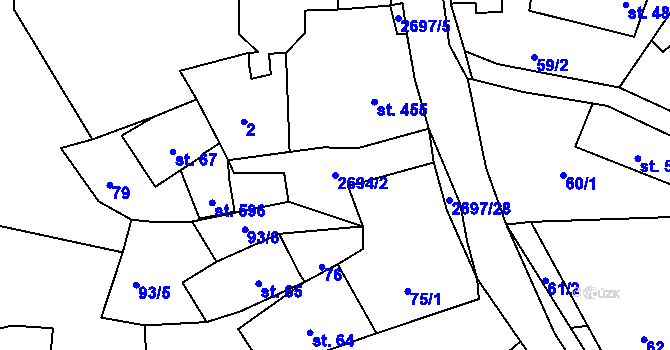 Parcela st. 2694/2 v KÚ Loučky u Turnova, Katastrální mapa