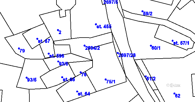 Parcela st. 2694/7 v KÚ Loučky u Turnova, Katastrální mapa