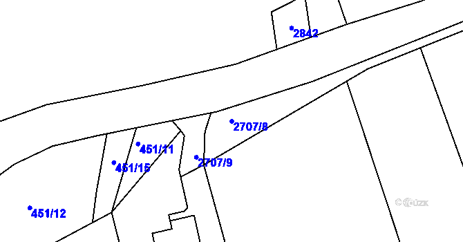 Parcela st. 2707/8 v KÚ Loučky u Turnova, Katastrální mapa