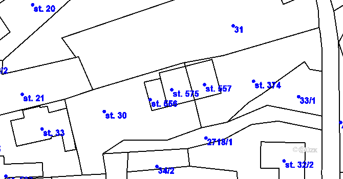 Parcela st. 575 v KÚ Loučky u Turnova, Katastrální mapa