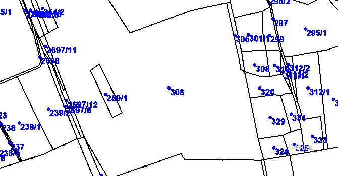 Parcela st. 306 v KÚ Loučky u Turnova, Katastrální mapa