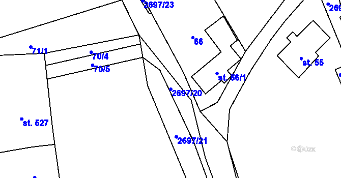 Parcela st. 2697/20 v KÚ Loučky u Turnova, Katastrální mapa