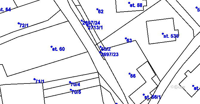 Parcela st. 2697/23 v KÚ Loučky u Turnova, Katastrální mapa