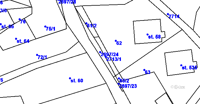 Parcela st. 2697/24 v KÚ Loučky u Turnova, Katastrální mapa
