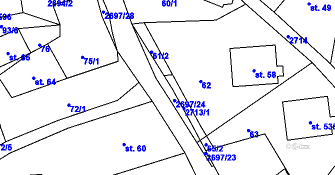 Parcela st. 2697/25 v KÚ Loučky u Turnova, Katastrální mapa