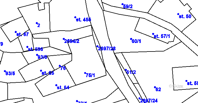 Parcela st. 2697/27 v KÚ Loučky u Turnova, Katastrální mapa