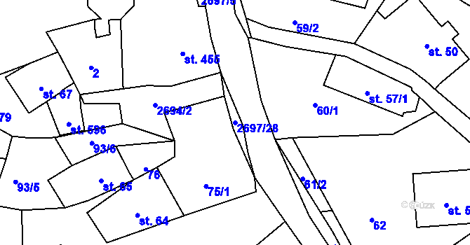 Parcela st. 2697/28 v KÚ Loučky u Turnova, Katastrální mapa
