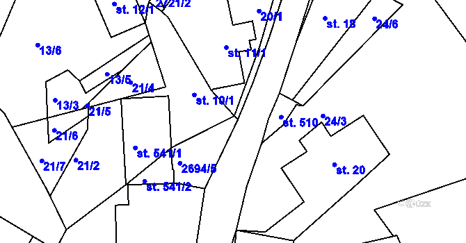 Parcela st. 2697/29 v KÚ Loučky u Turnova, Katastrální mapa