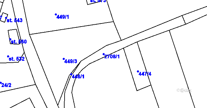 Parcela st. 2708/1 v KÚ Loučky u Turnova, Katastrální mapa