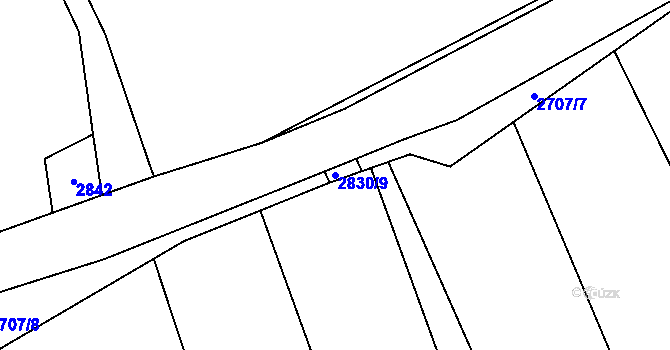 Parcela st. 2830/9 v KÚ Loučky u Turnova, Katastrální mapa
