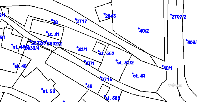 Parcela st. 552 v KÚ Loučky u Turnova, Katastrální mapa