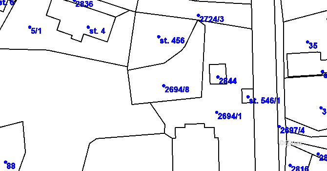 Parcela st. 2694/8 v KÚ Loučky u Turnova, Katastrální mapa