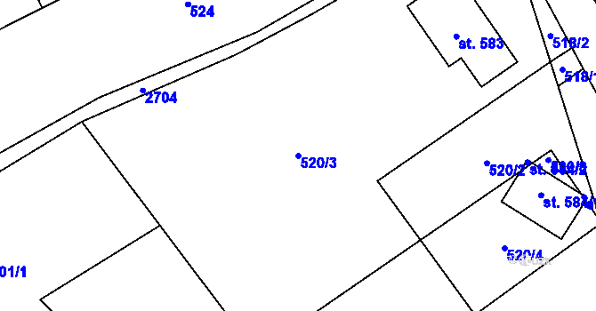 Parcela st. 520/3 v KÚ Loučky u Turnova, Katastrální mapa