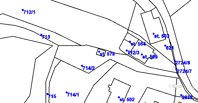 Parcela st. 578 v KÚ Loučky u Turnova, Katastrální mapa