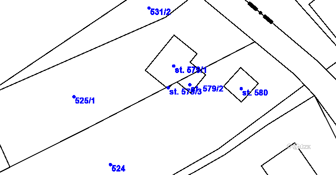 Parcela st. 579/3 v KÚ Loučky u Turnova, Katastrální mapa
