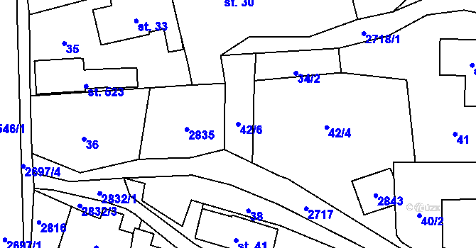 Parcela st. 42/6 v KÚ Loučky u Turnova, Katastrální mapa