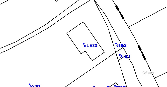 Parcela st. 583 v KÚ Loučky u Turnova, Katastrální mapa