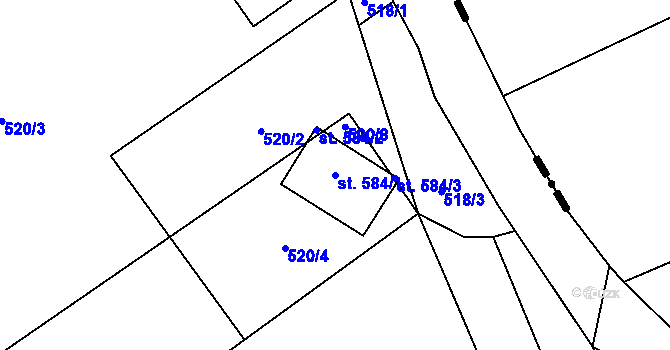 Parcela st. 584/1 v KÚ Loučky u Turnova, Katastrální mapa
