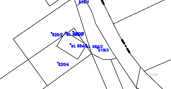 Parcela st. 584/3 v KÚ Loučky u Turnova, Katastrální mapa
