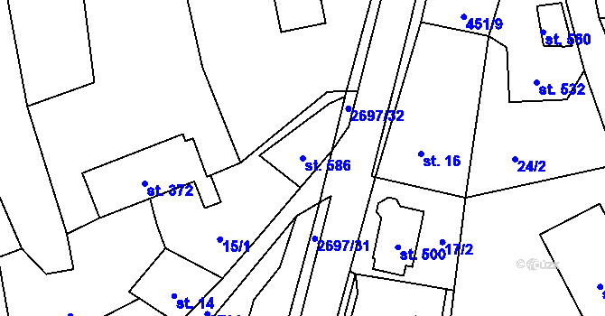 Parcela st. 586 v KÚ Loučky u Turnova, Katastrální mapa