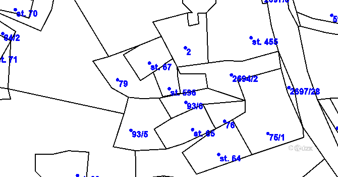 Parcela st. 596 v KÚ Loučky u Turnova, Katastrální mapa