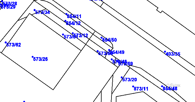 Parcela st. 573/60 v KÚ Klokoty, Katastrální mapa