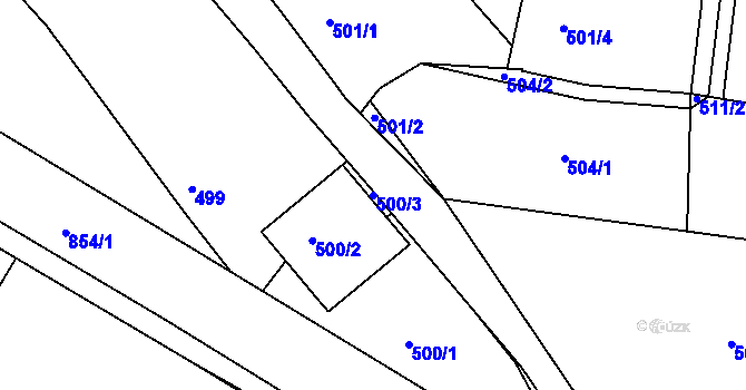 Parcela st. 500/3 v KÚ Klokoty, Katastrální mapa