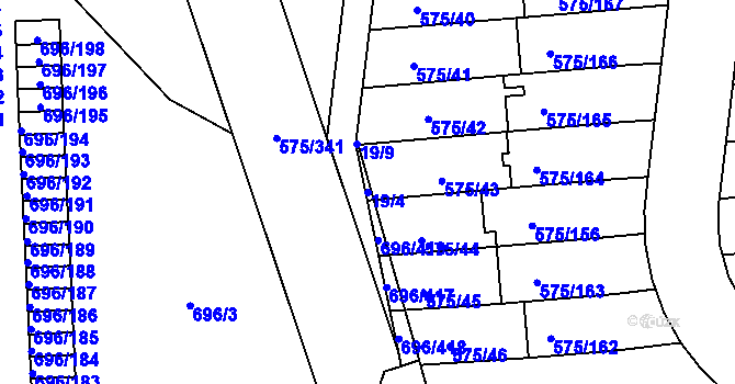 Parcela st. 19/4 v KÚ Klokoty, Katastrální mapa