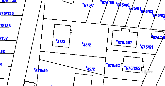 Parcela st. 43/2 v KÚ Klokoty, Katastrální mapa