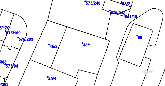 Parcela st. 45/1 v KÚ Klokoty, Katastrální mapa