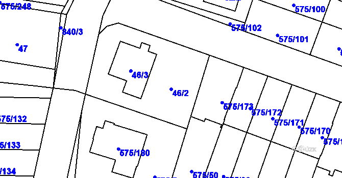 Parcela st. 46/2 v KÚ Klokoty, Katastrální mapa