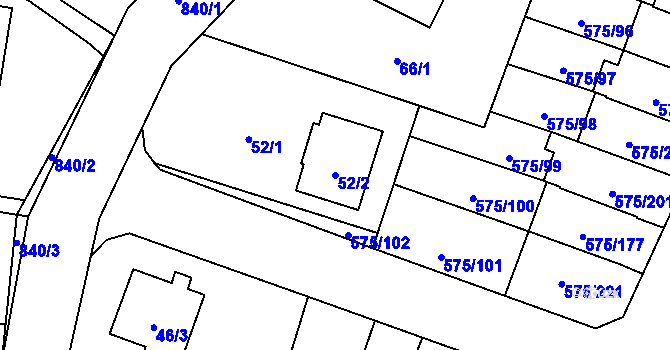 Parcela st. 52/2 v KÚ Klokoty, Katastrální mapa