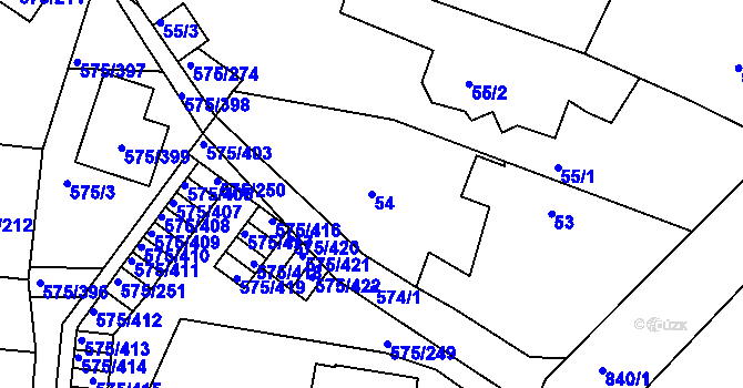 Parcela st. 54 v KÚ Klokoty, Katastrální mapa