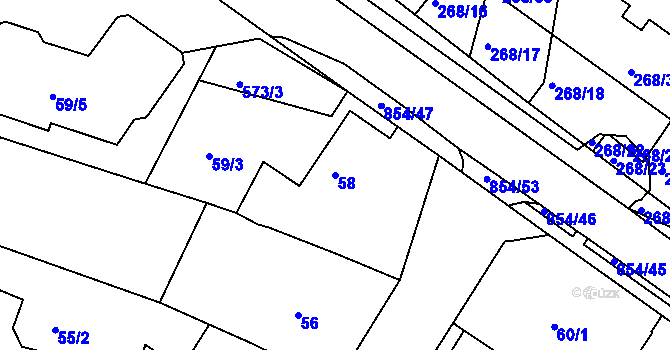Parcela st. 58 v KÚ Klokoty, Katastrální mapa