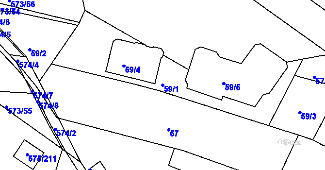 Parcela st. 59/1 v KÚ Klokoty, Katastrální mapa