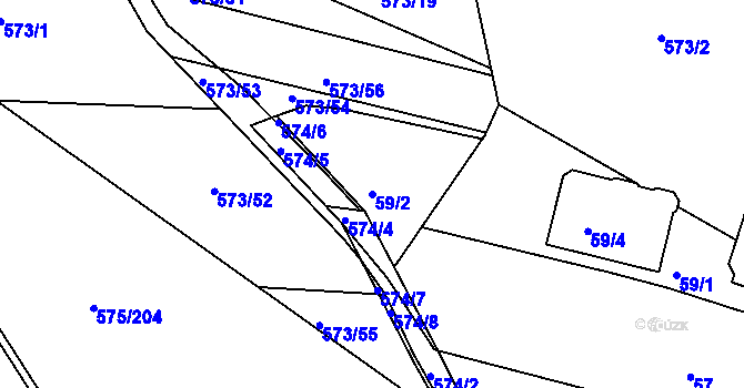 Parcela st. 59/2 v KÚ Klokoty, Katastrální mapa