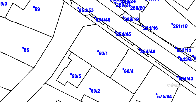 Parcela st. 60/1 v KÚ Klokoty, Katastrální mapa