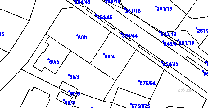 Parcela st. 60/4 v KÚ Klokoty, Katastrální mapa