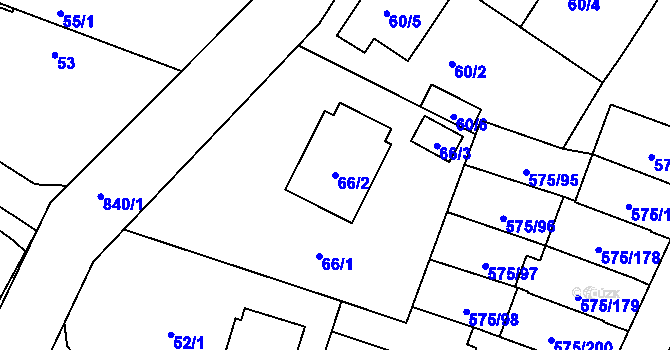 Parcela st. 66/2 v KÚ Klokoty, Katastrální mapa
