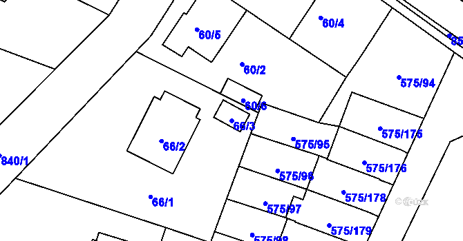 Parcela st. 66/3 v KÚ Klokoty, Katastrální mapa