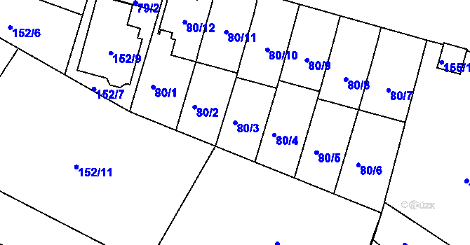 Parcela st. 80/3 v KÚ Klokoty, Katastrální mapa