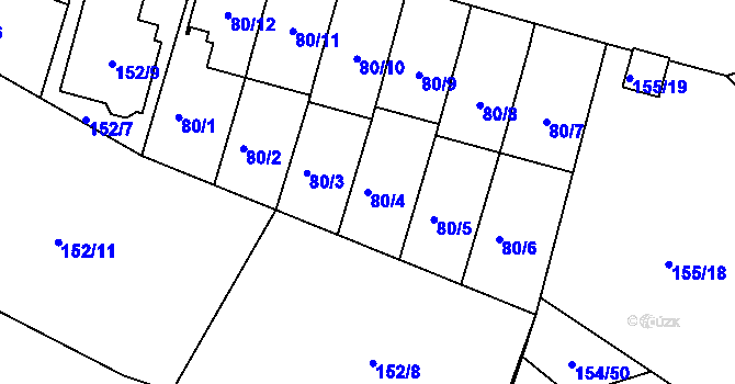 Parcela st. 80/4 v KÚ Klokoty, Katastrální mapa